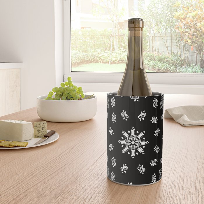 black and white bandana pattern Wine Chiller Gallery Image 4