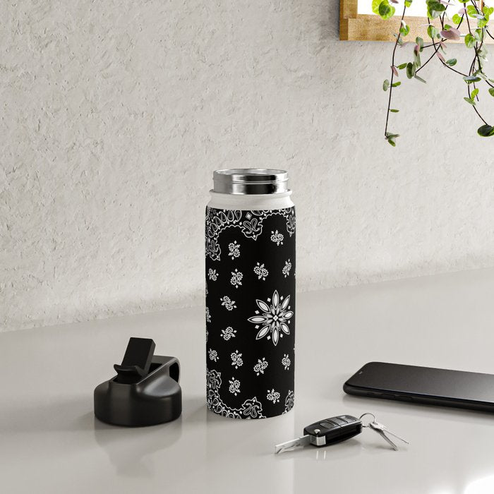 black and white bandana pattern Water Bottle Gallery Image 5