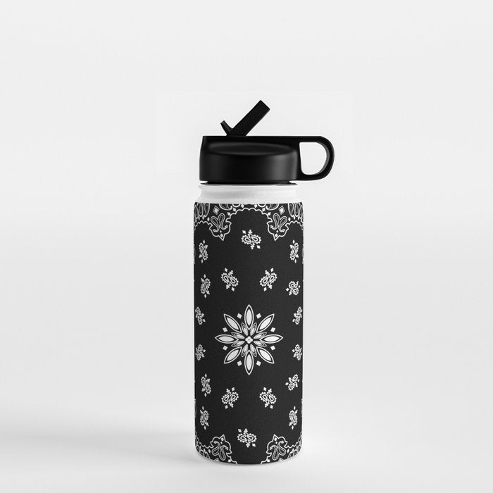 black and white bandana pattern Water Bottle Gallery Image 1