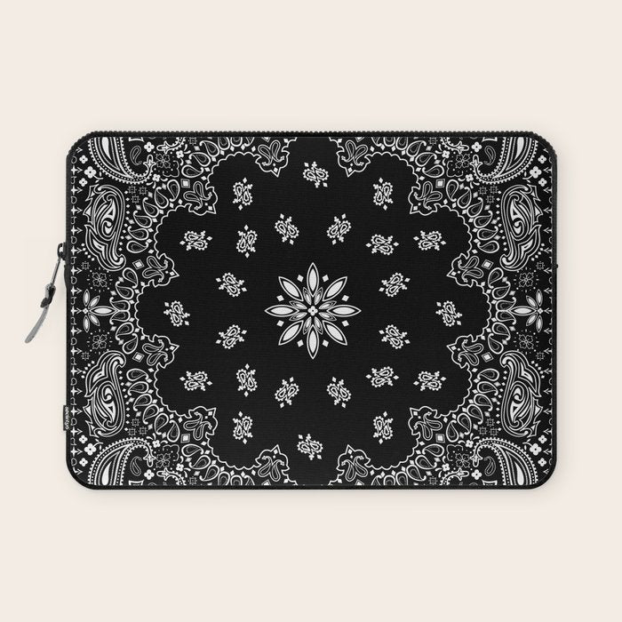 black and white bandana pattern Laptop Sleeve Gallery Image 1