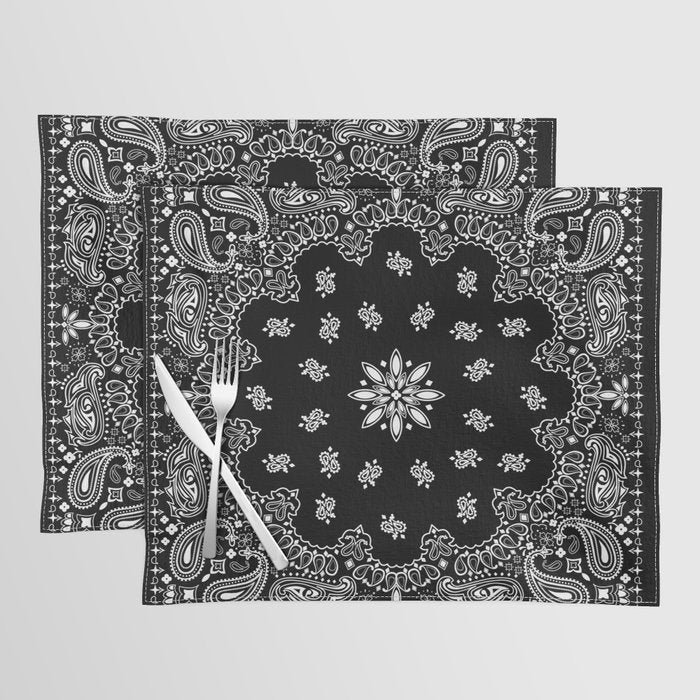 black and white bandana pattern Placemat Gallery Image 1