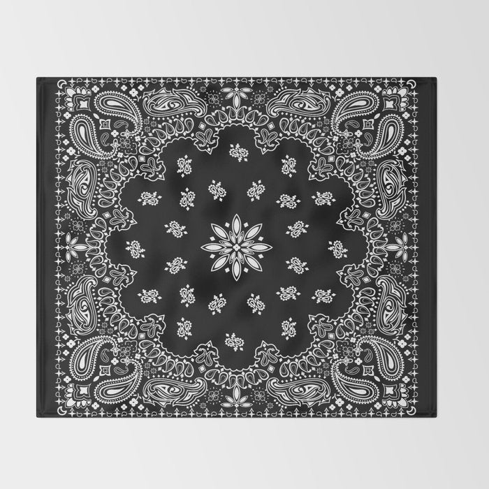 black and white bandana pattern Throw Blanket Gallery Image 2