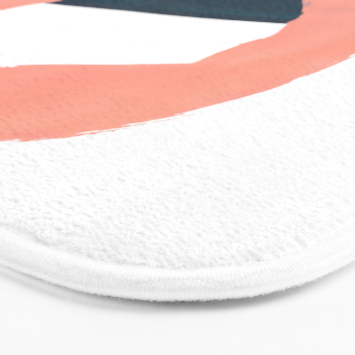 Mid Century Modern Abstract Minimalist Shapes Teal Blue Salmon Pink Bath Mat Gallery Image 3