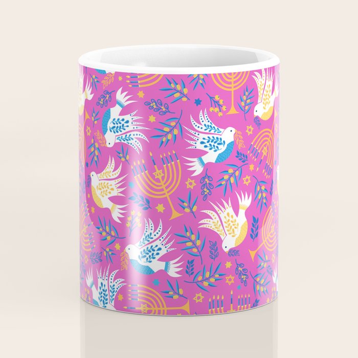 Hanukkah Pink Pattern Coffee Mug Gallery Image 4