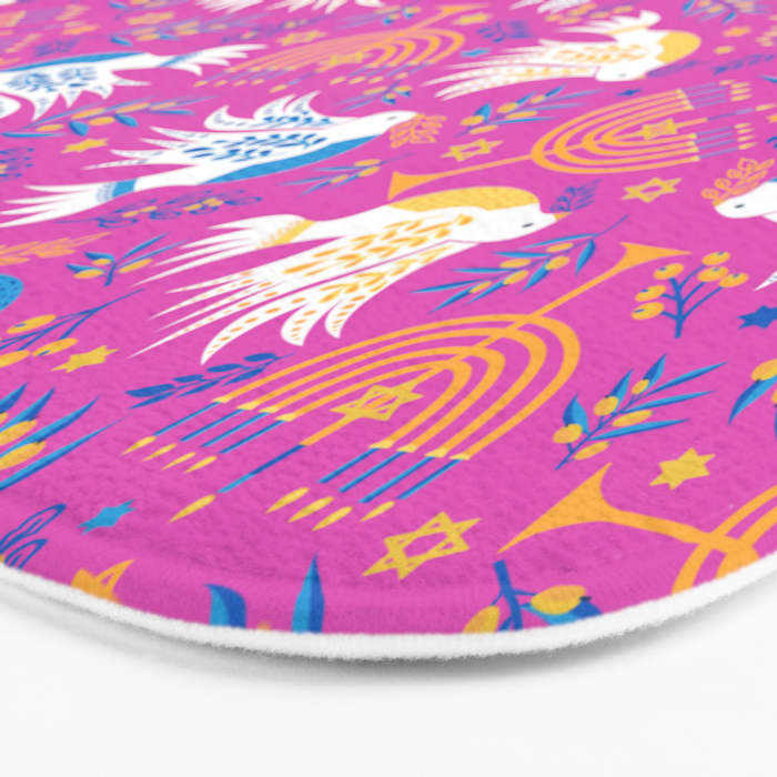 Hanukkah Pink Pattern Bath Mat Gallery Image 3