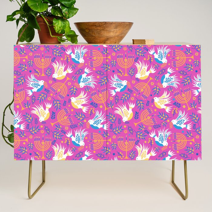 Hanukkah Pink Pattern Credenza Gallery Image 1