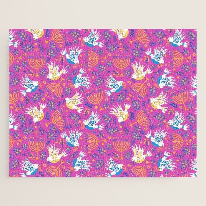 Hanukkah Pink Pattern Jigsaw Puzzle Gallery Image 1