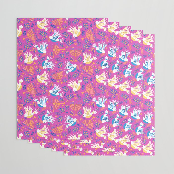 Hanukkah Pink Pattern Wrapping Paper Gallery Image 3