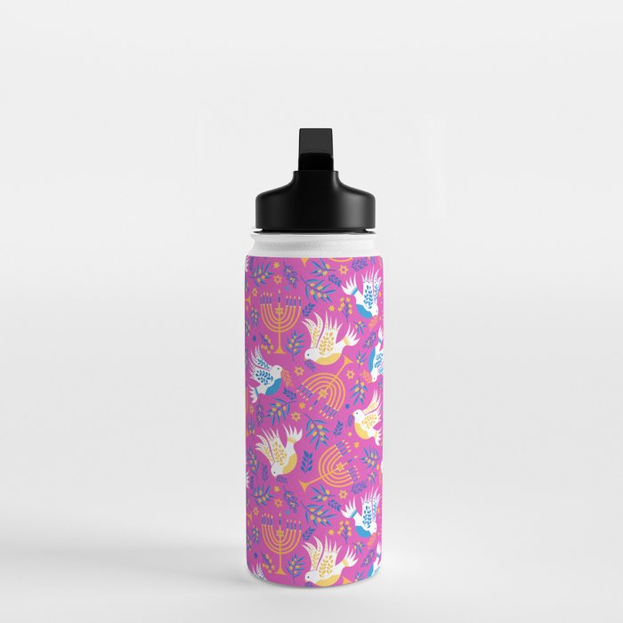 Hanukkah Pink Pattern Water Bottle Gallery Image 3