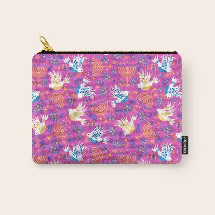 Hanukkah Pink Pattern Carry All Pouch Gallery Image 1