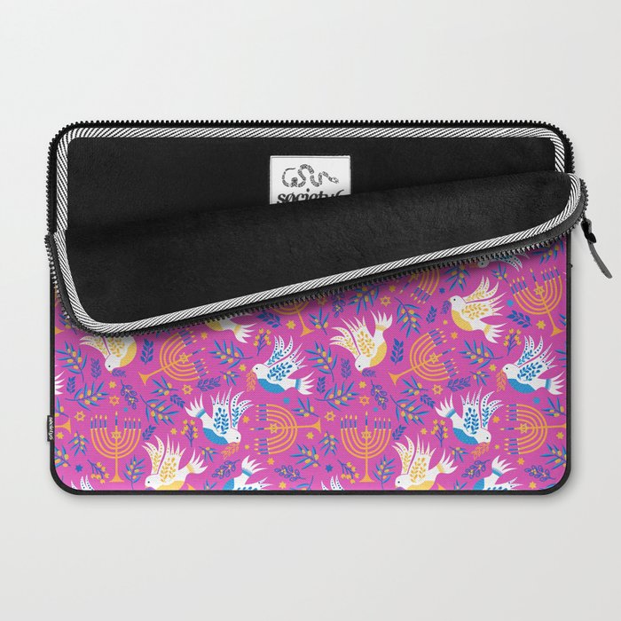 Hanukkah Pink Pattern Laptop Sleeve Gallery Image 2