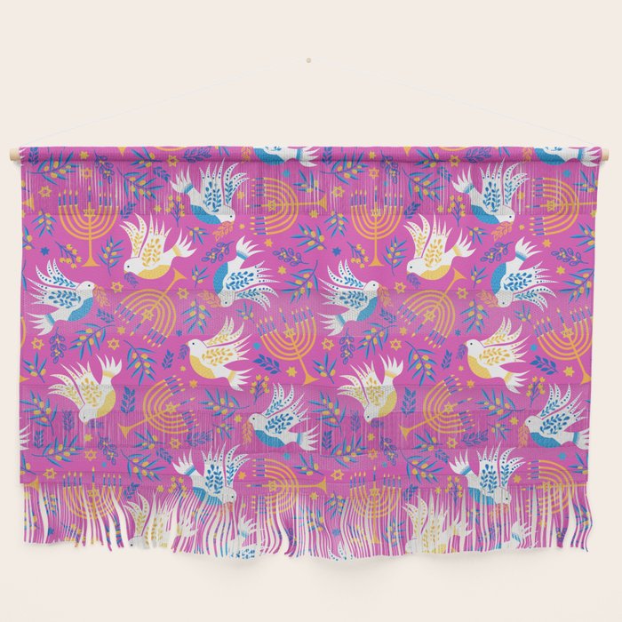 Hanukkah Pink Pattern Wall Hanging Gallery Image 1