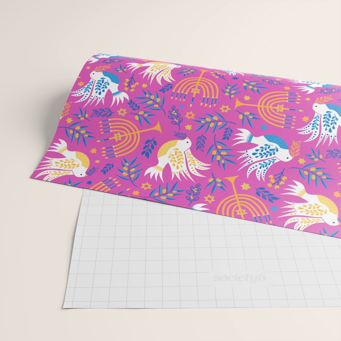 Hanukkah Pink Pattern Wrapping Paper Gallery Image 2