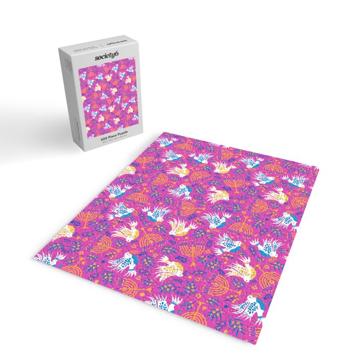 Hanukkah Pink Pattern Jigsaw Puzzle Gallery Image 2