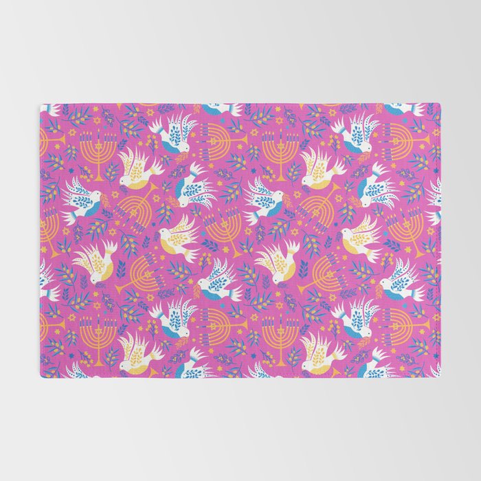 Hanukkah Pink Pattern Rug Gallery Image 2