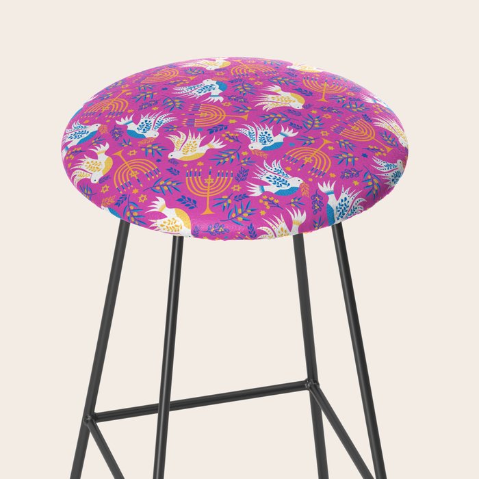 Hanukkah Pink Pattern Stool Gallery Image 2