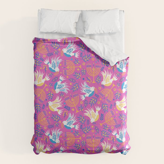 Hanukkah Pink Pattern Duvet Cover Gallery Image 1