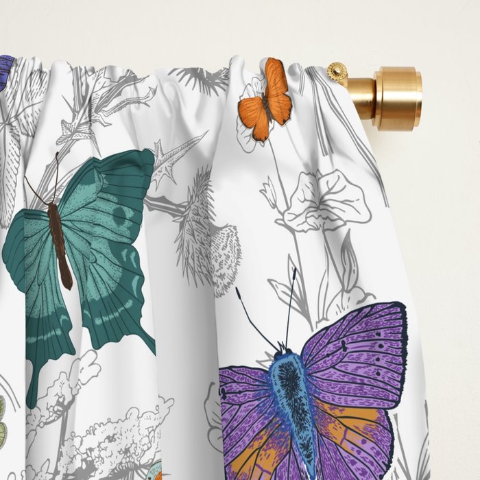 Magical Wild Butterflies Cottage Garden Floral Window Curtain Gallery Image 2