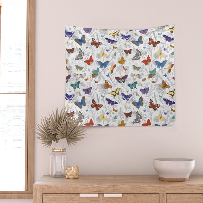Magical Wild Butterflies Cottage Garden Floral Wall Tapestry Gallery Image 2