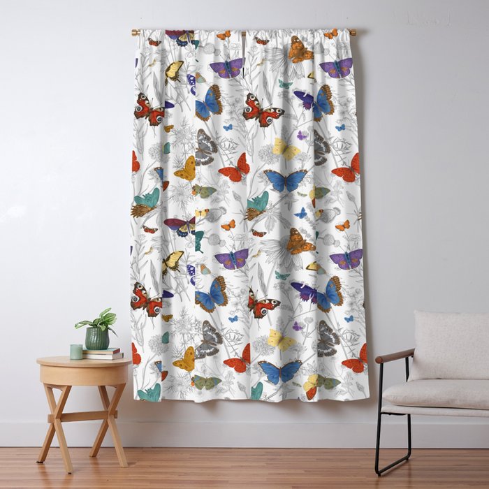 Magical Wild Butterflies Cottage Garden Floral Window Curtain Gallery Image 1