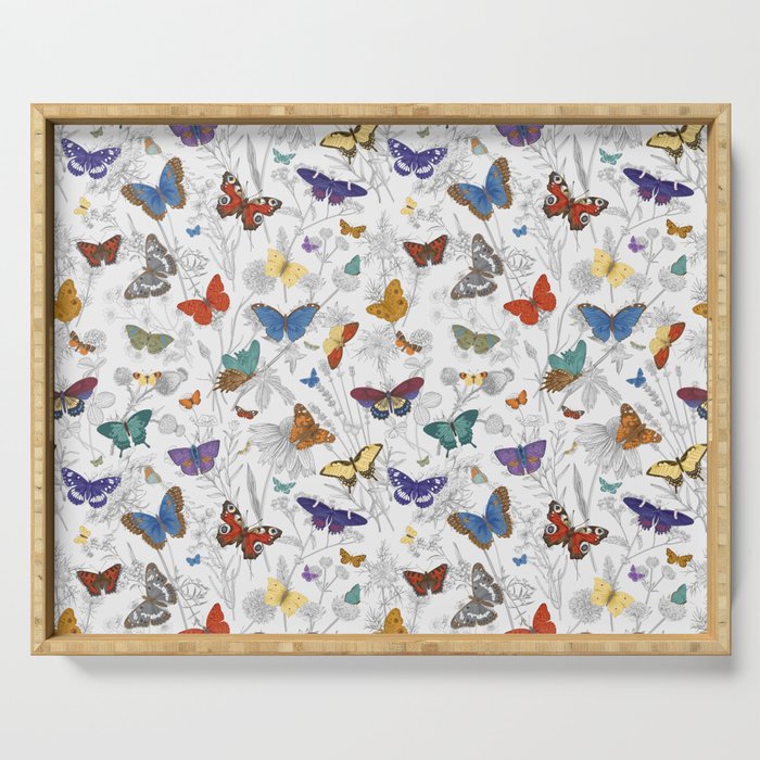 Magical Wild Butterflies Cottage Garden Floral Serving Tray Gallery Image 1