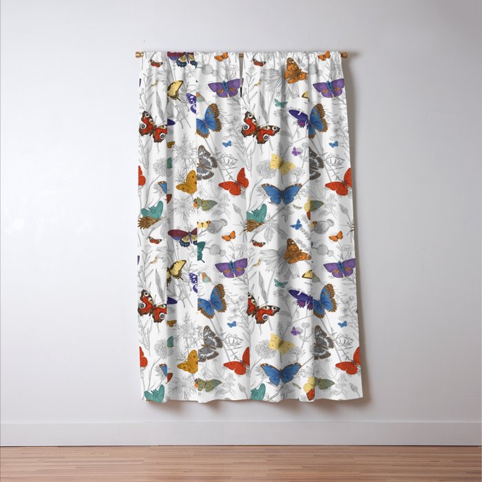 Magical Wild Butterflies Cottage Garden Floral Window Curtain Gallery Image 3