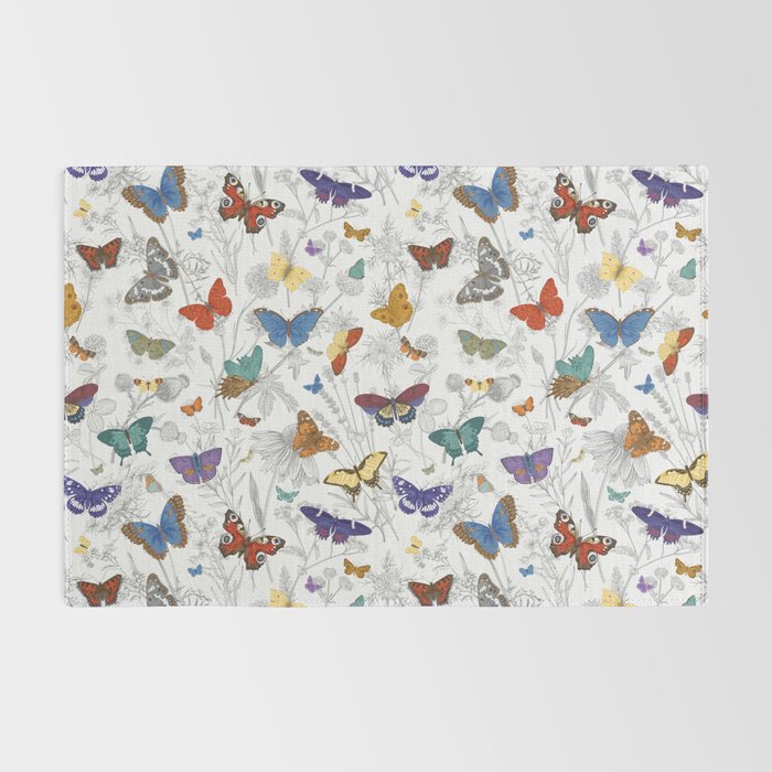 Magical Wild Butterflies Cottage Garden Floral Rug Gallery Image 2