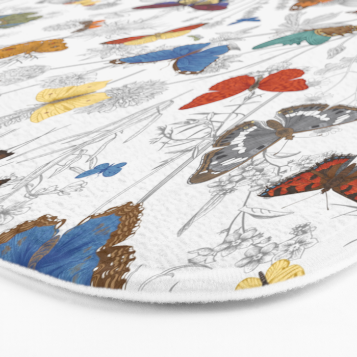 Magical Wild Butterflies Cottage Garden Floral Bath Mat Gallery Image 3