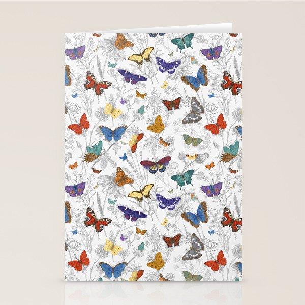 Magical Wild Butterflies Cottage Garden Floral Stationery Card Gallery Image 1