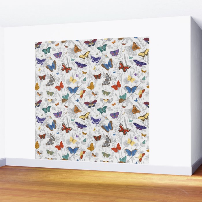 Magical Wild Butterflies Cottage Garden Floral Wall Mural Gallery Image 2