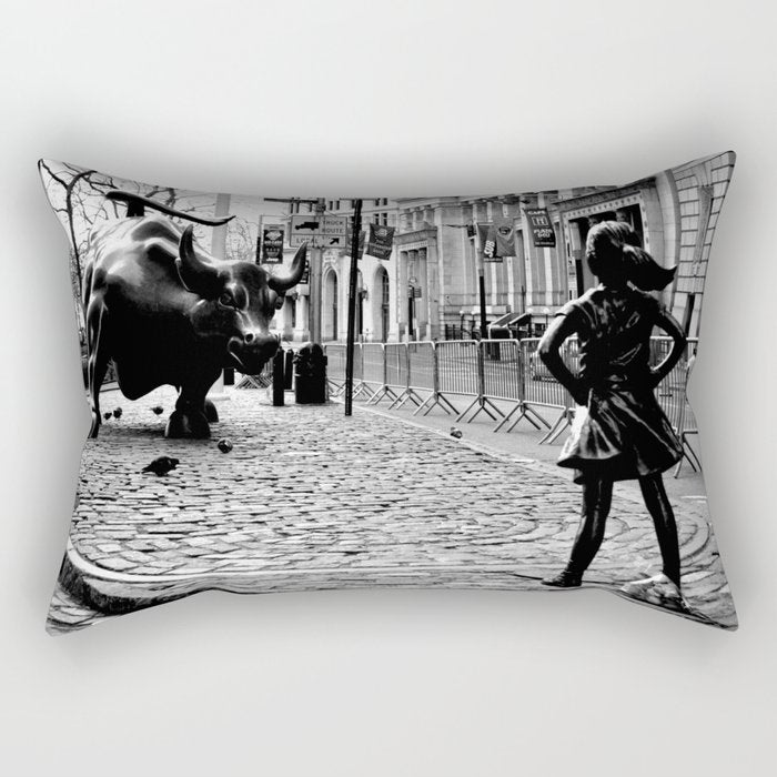 Fearless Girl and the Charging Bull Rectangular Pillow Gallery Image 1