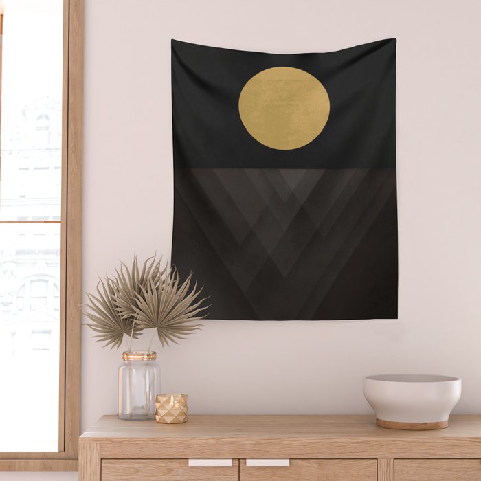 Moon Reflection on Quiet Ocean Wall Tapestry Gallery Image 2