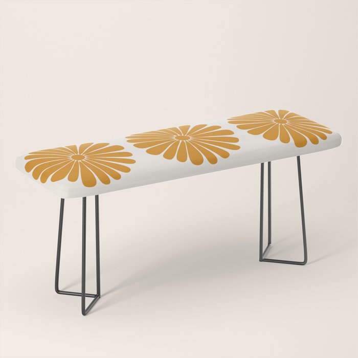 Retro Daisy Abstract V Golden Yellow Bold Floral Bench Gallery Image 1