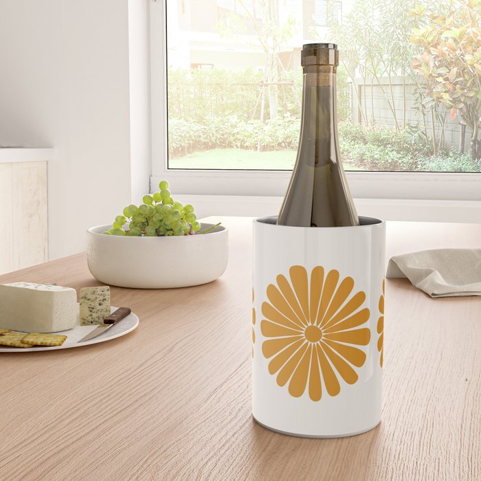 Retro Daisy Abstract V Golden Yellow Bold Floral Wine Chiller Gallery Image 4