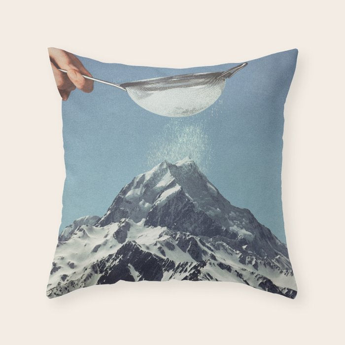 Sifted Summit II - Snow Sugar on Mountain Peak Throw Pillow Gallery Image 1