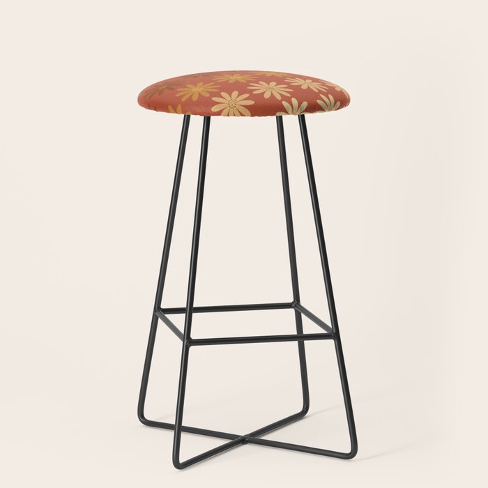 Ombre Abstract Daisies on Mandarin Orange Stool Gallery Image 1