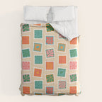 Vintage flower postage stamp pattern Comforter Gallery Image 6