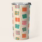 Vintage flower postage stamp pattern Travel Mug Gallery Image 2