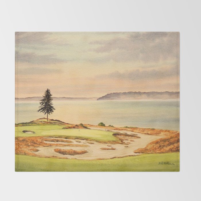 Chambers Bay Golf Course 15th Hole Throw Blanket Gallery Image 2