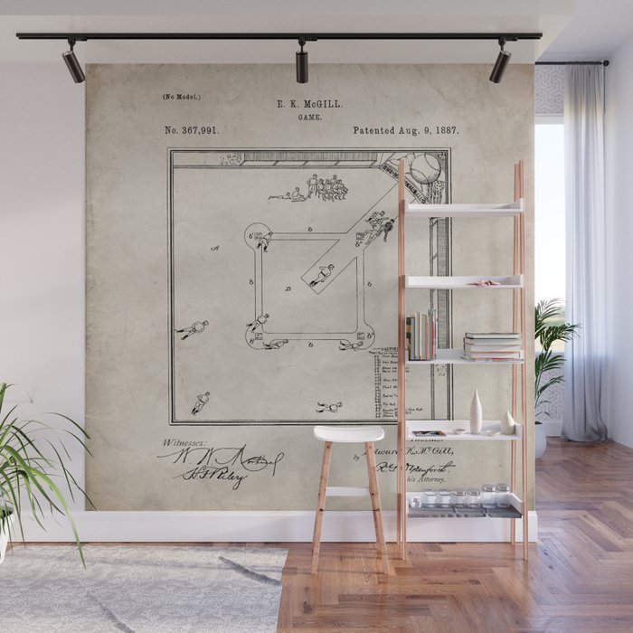 Baseball Patent - Sports Fan Softball Baseball Art - Antique Wall Mural Gallery Image 1
