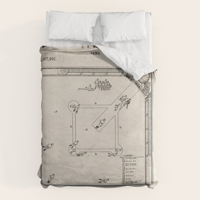 Baseball Patent - Sports Fan Softball Baseball Art - Antique Duvet Cover Gallery Image 1