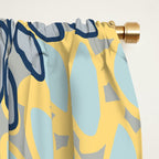 Floral Print, Yellow, Gray, Blue, Teal Window Curtain Gallery Image 2
