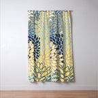 Floral Print, Yellow, Gray, Blue, Teal Window Curtain Gallery Image 3