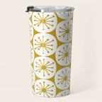 Atomic Dots Retro Geo Pattern in Mid Mod Mustard and White Travel Mug Gallery Image 3