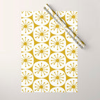Atomic Dots Retro Geo Pattern in Mid Mod Mustard and White Wrapping Paper Gallery Image 1
