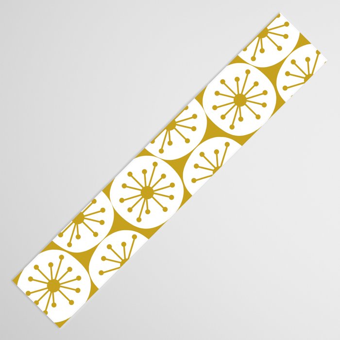 Atomic Dots Retro Geo Pattern in Mid Mod Mustard and White Table Runner Gallery Image 3