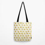 Atomic Dots Retro Geo Pattern in Mid Mod Mustard and White Tote Bag Gallery Image 2
