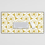 Atomic Dots Retro Geo Pattern in Mid Mod Mustard and White Desk Mat Gallery Image 1