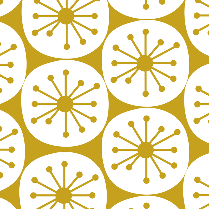 Atomic Dots Retro Geo Pattern in Mid Mod Mustard and White Coffee Mug Gallery Image 2