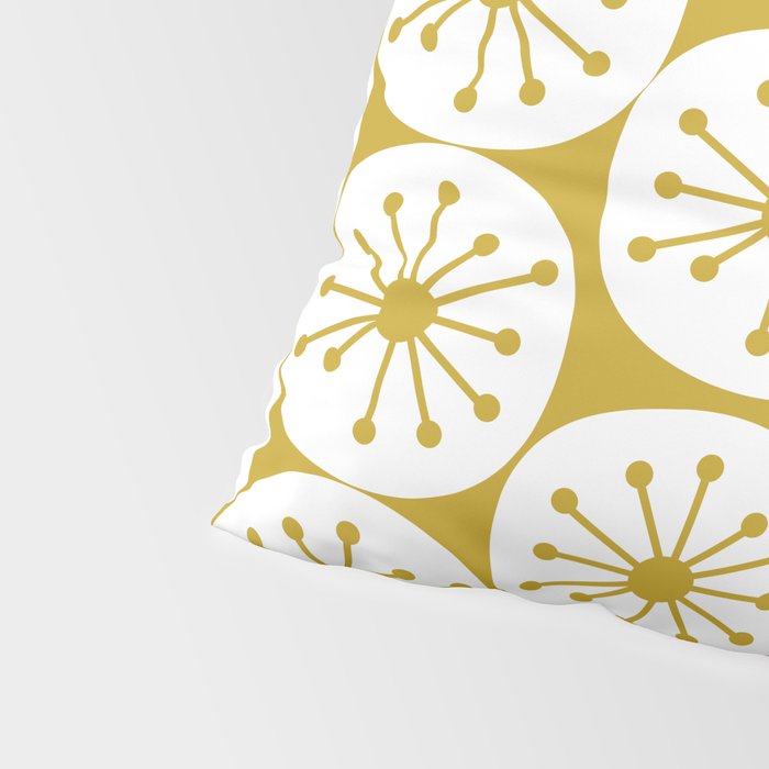 Atomic Dots Retro Geo Pattern in Mid Mod Mustard and White Pillow Sham Gallery Image 4